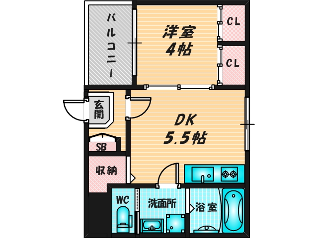 ゆったりくつろげる単身さん向けの間取り。 