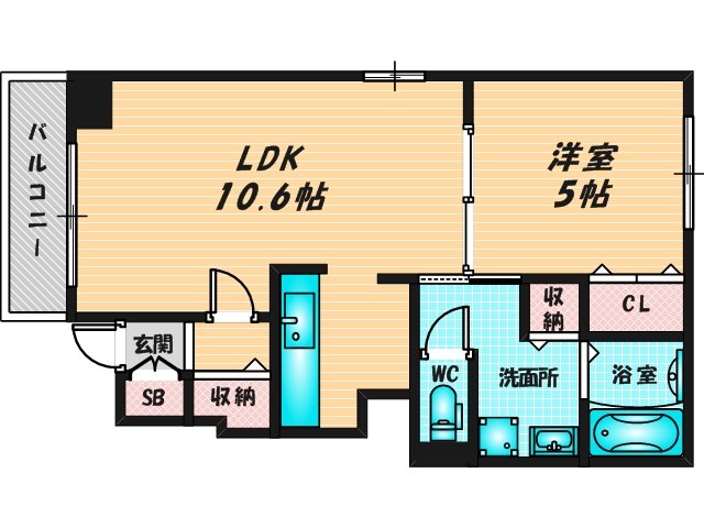 ゆったりくつろげる単身さん向けの間取り。 