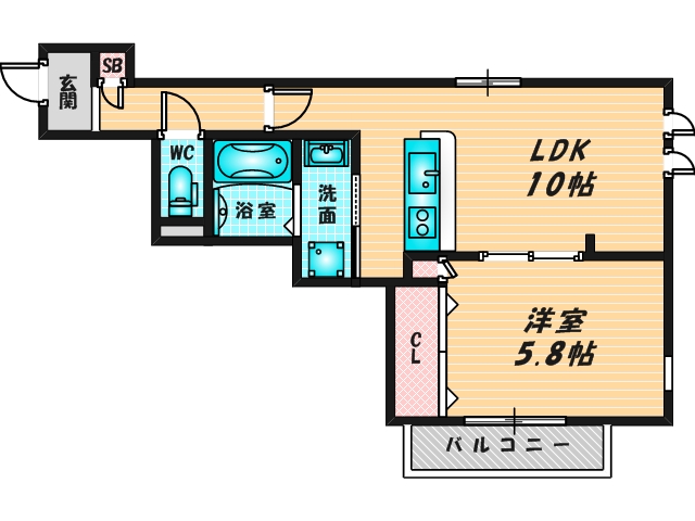 ゆったりくつろげる単身さん向けの間取り。 