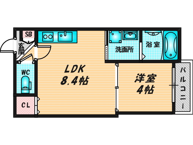 ゆったりくつろげる単身さん向けの間取り。 