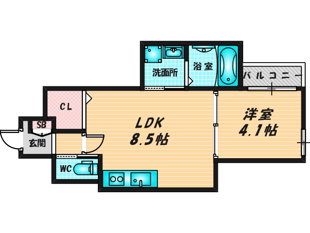 ゆったりくつろげる単身さん向けの間取り。 