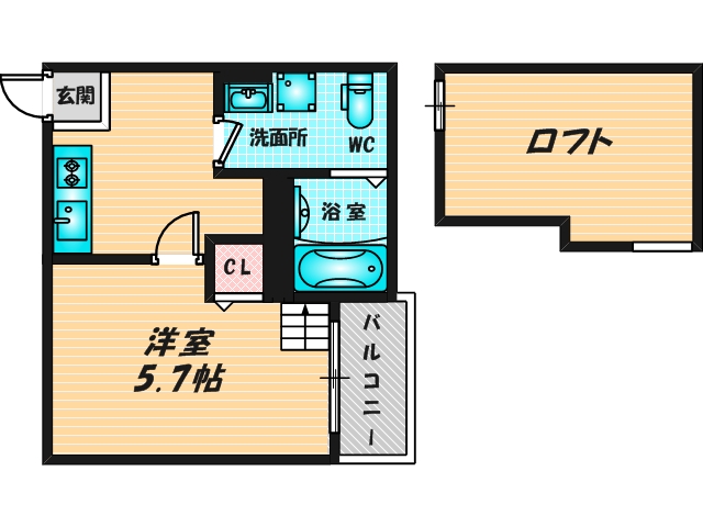 バス・トイレがセパレート、収納がある住みやすい間取りです。 