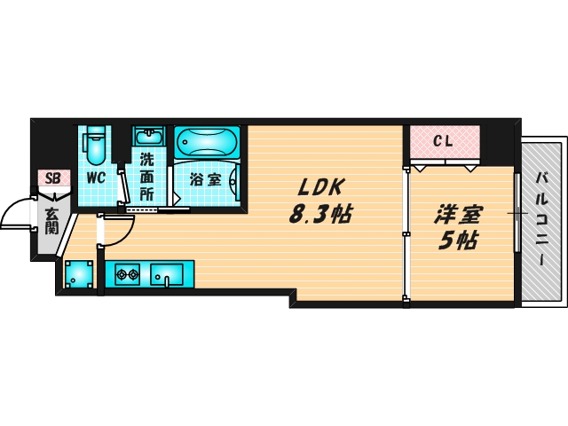ゆったりくつろげる単身さん向けの間取り。 