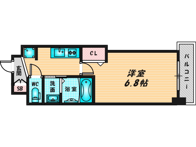 ゆったりくつろげる単身さん向けの間取り。 