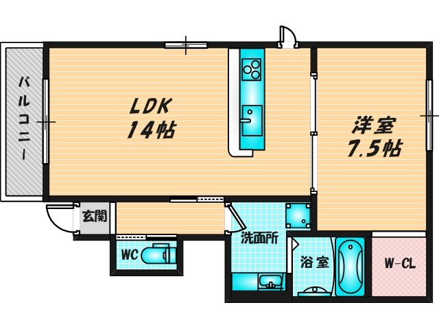 ゆったりくつろげる単身さん向けの間取り。 