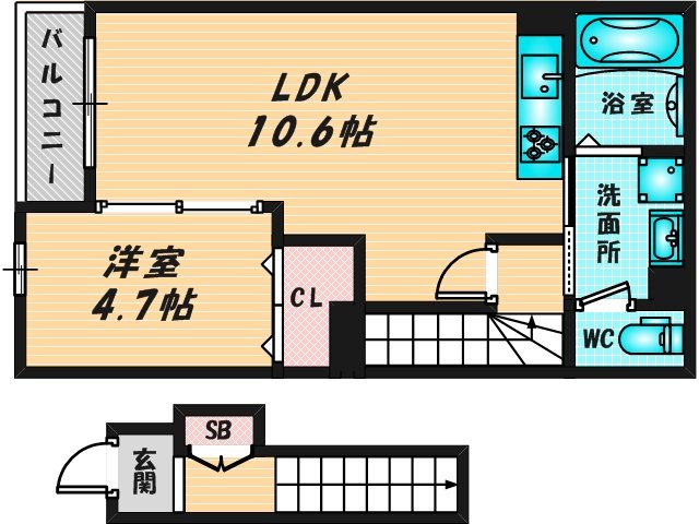 ゆったりくつろげる単身さん向けの間取り。