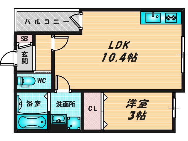 ゆったりくつろげる単身さん向けの間取り。