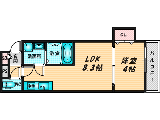 ゆったりくつろげる単身さん向けの間取り。 