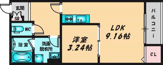 バス・トイレがセパレート、収納がある住みやすい間取りです。 