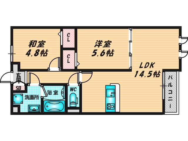 新婚さんにピッタリ。使いやすいゆったりとした間取り。 