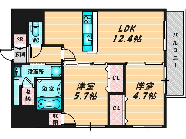 新婚さんにピッタリ。使いやすいゆったりとした間取り。 