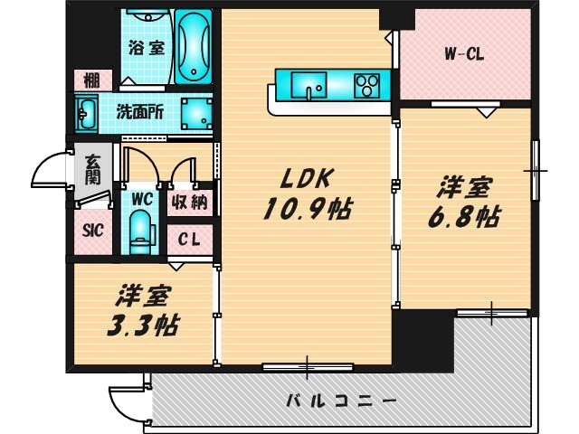 新婚さんにピッタリ。使いやすいゆったりとした間取り。 