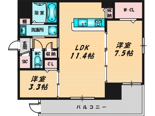 新婚さんにピッタリ。使いやすいゆったりとした間取り。 