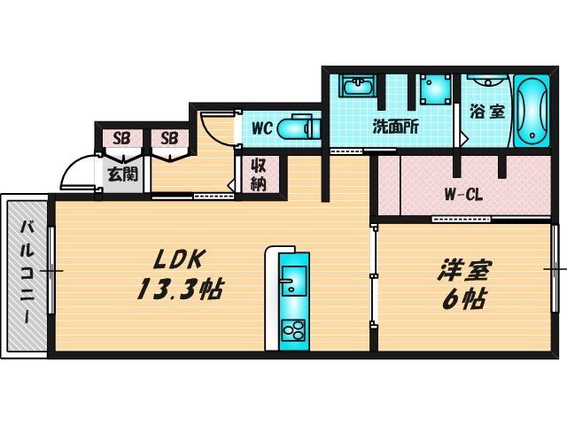 ゆったりくつろげる単身さん向けの間取り。 