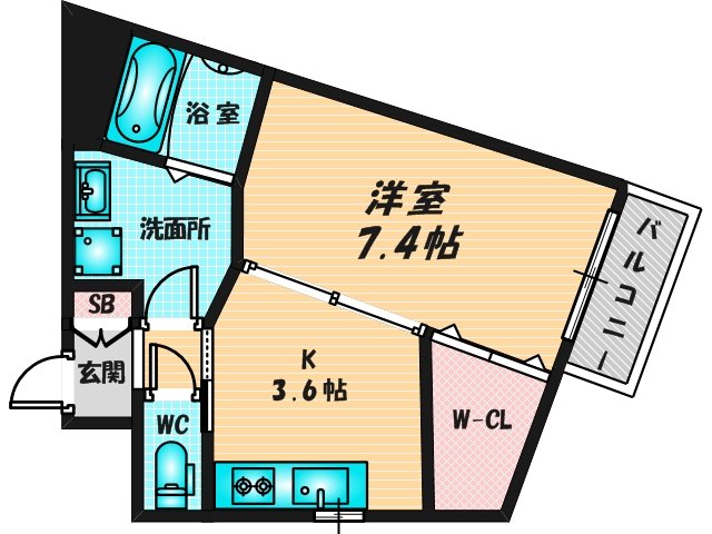 ゆったりくつろげる単身さん向けの間取り。 