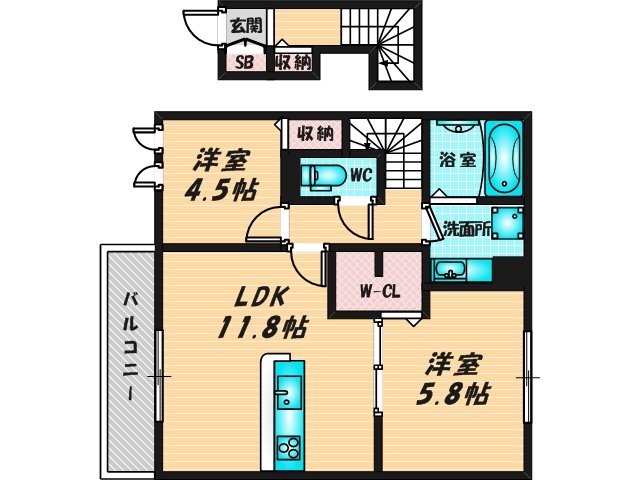 新婚さんにピッタリ。使いやすいゆったりとした間取り。