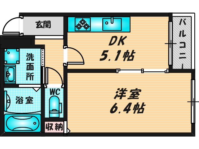 バス・トイレがセパレート、収納がある住みやすい間取りです。