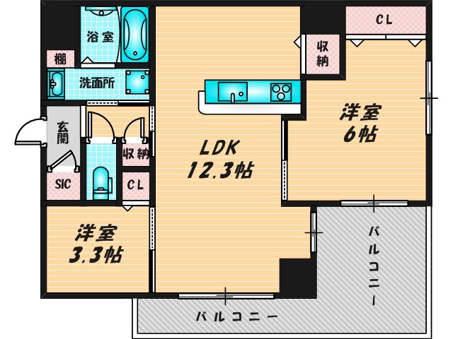 新婚さんにピッタリ。使いやすいゆったりとした間取り。 