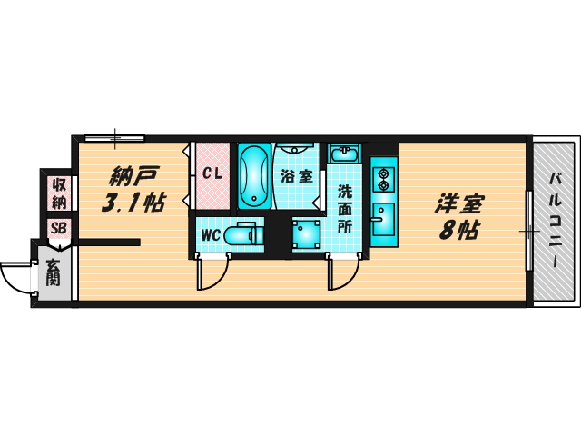 ゆったりくつろげる単身さん向けの間取り。 