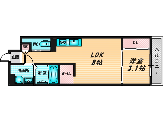 ゆったりくつろげる単身さん向けの間取り。 