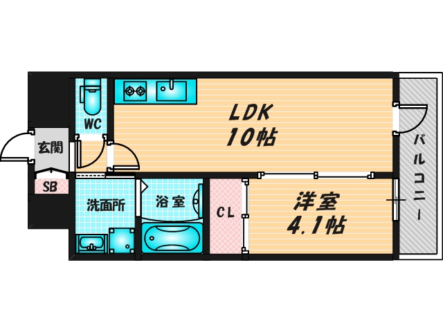 ゆったりくつろげる単身さん向けの間取り。 