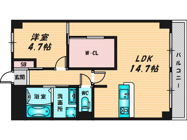 広いリビングが特徴のお部屋です。 