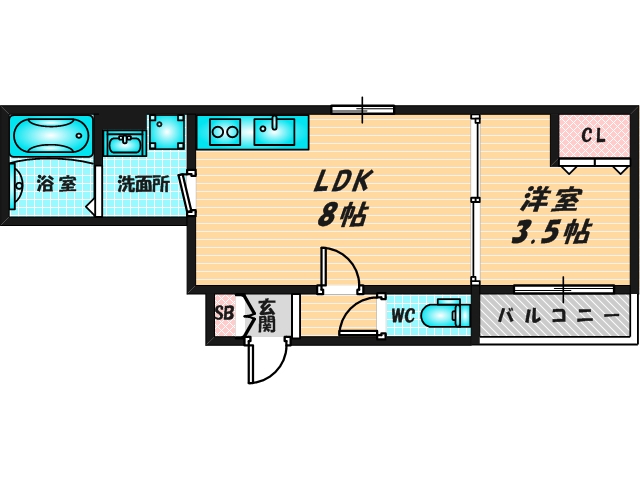 ゆったりくつろげる単身さん向けの間取り。
