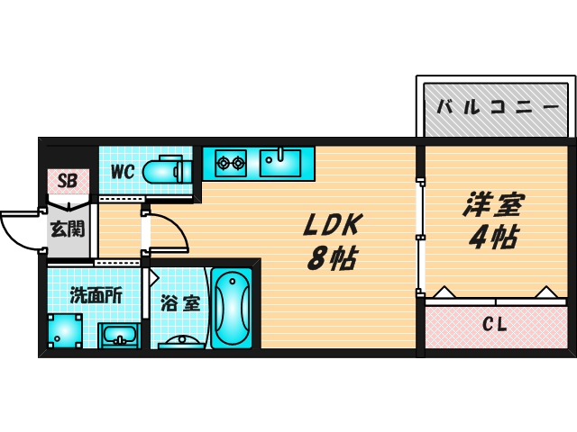 ゆったりくつろげる単身さん向けの間取り。