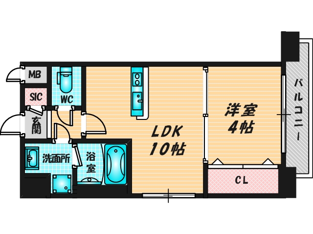 ゆったりくつろげる単身さん向けの間取り。