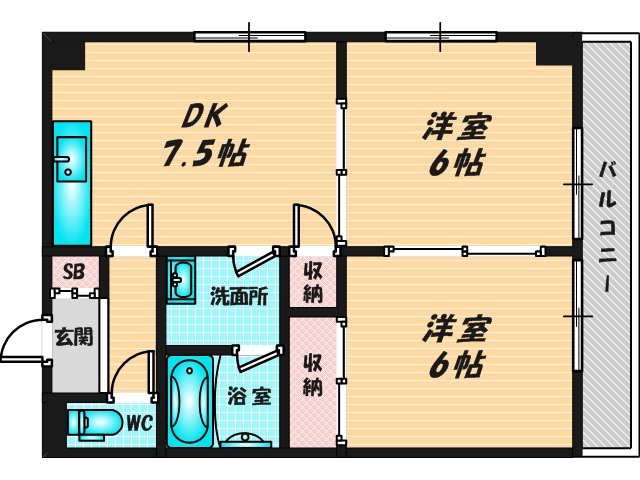 ゆったりくつろげる単身さん向けの間取り。