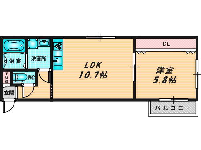 バス・トイレがセパレート、収納がある住みやすい間取りです。