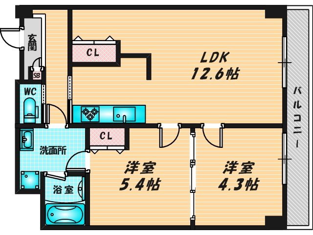 新婚さんにピッタリ。使いやすいゆったりとした間取り。
