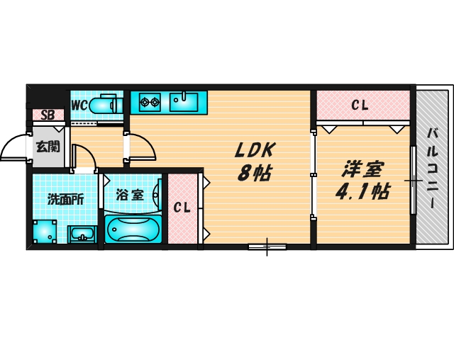 ゆったりくつろげる単身さん向けの間取り。