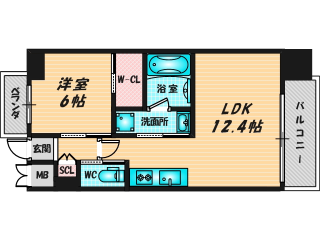 ゆったりくつろげる単身さん向けの間取り。