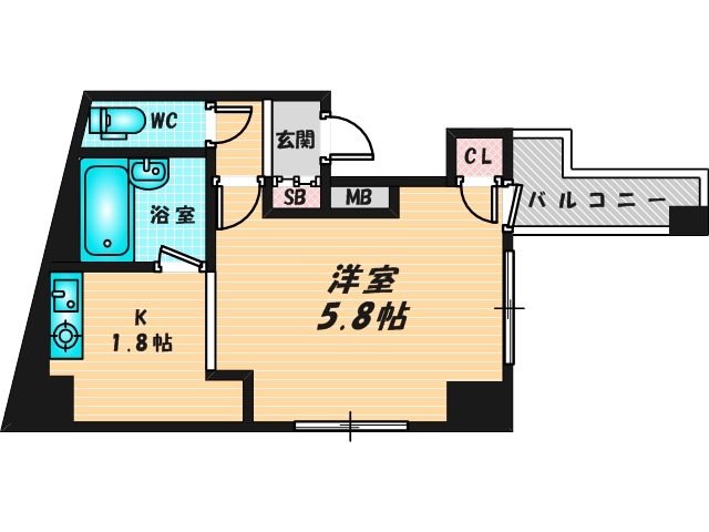 ゆったりくつろげる単身さん向けの間取り。
