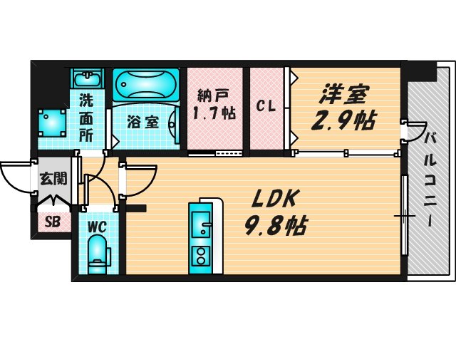 ゆったりくつろげる単身さん向けの間取り。
