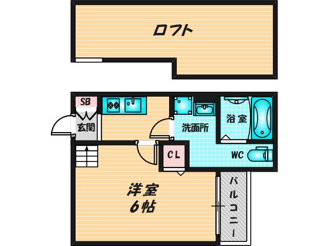 ゆったりくつろげる単身さん向けの間取り。