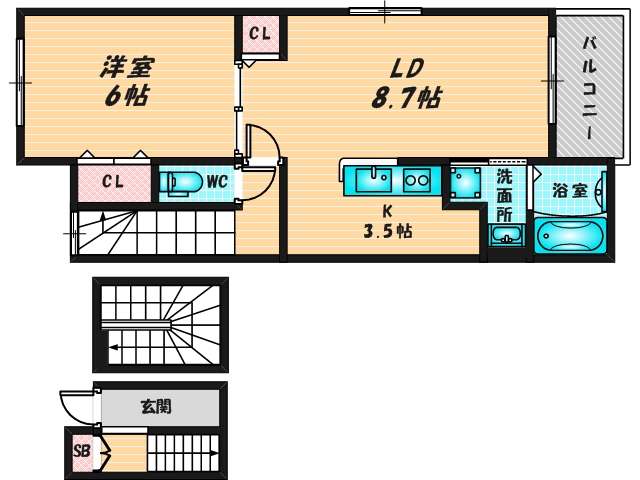 ゆったりくつろげる単身さん向けの間取り。