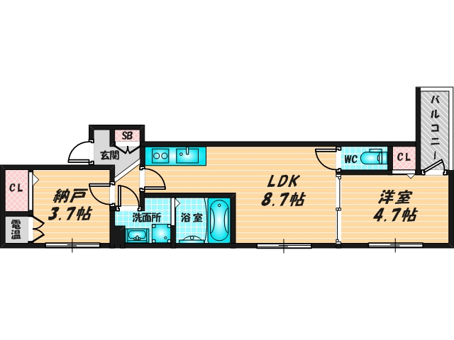 ゆったりくつろげる単身さん向けの間取り。 