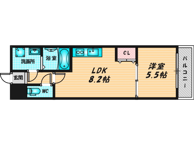 ゆったりくつろげる単身さん向けの間取り。