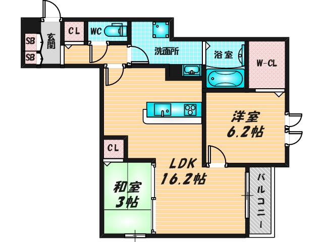 新婚さんにピッタリ。使いやすいゆったりとした間取り。