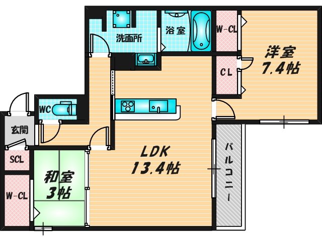 新婚さんにピッタリ。使いやすいゆったりとした間取り。