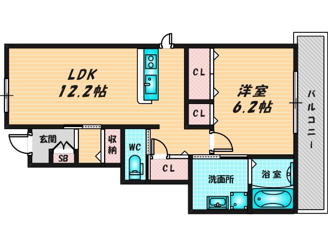 ゆったりくつろげる単身さん向けの間取り。 