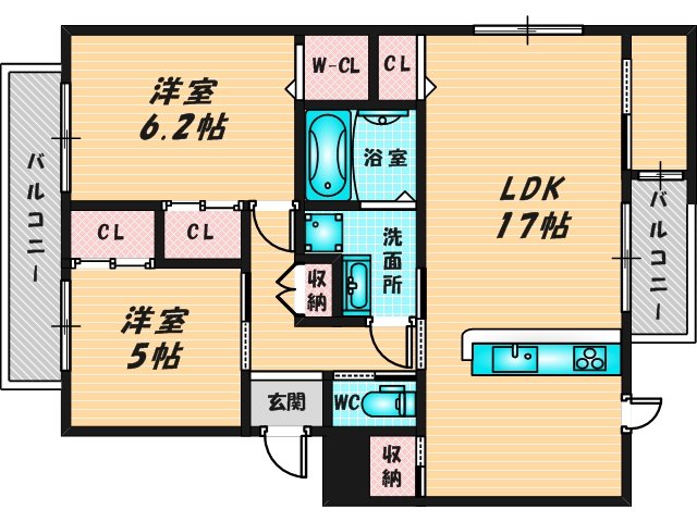 新婚さんにピッタリ。使いやすいゆったりとした間取り。
