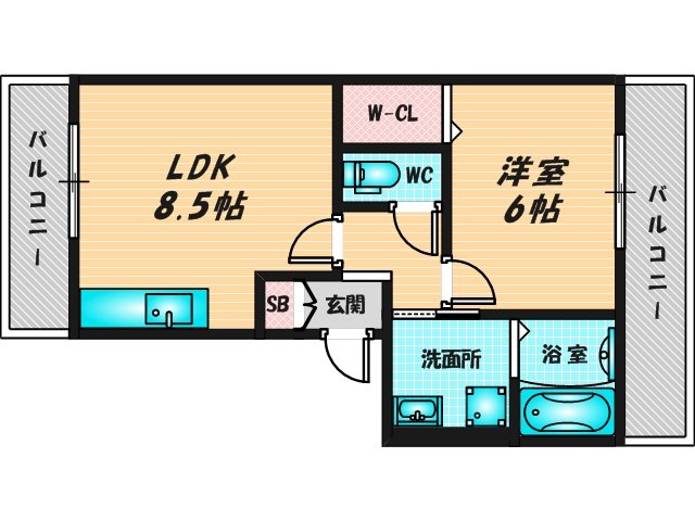 バス・トイレがセパレート、収納がある住みやすい間取りです。