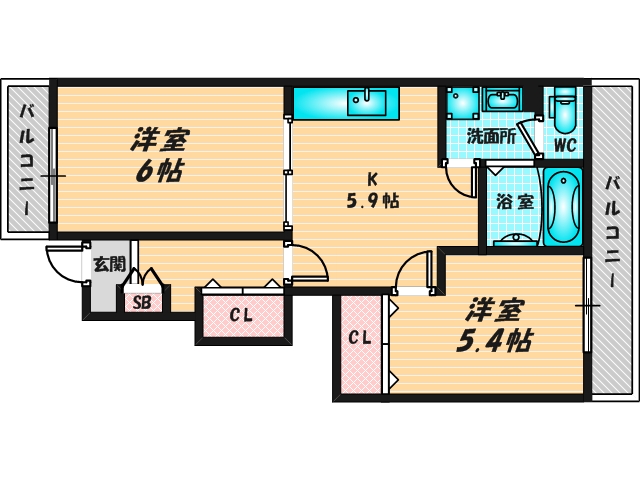 新婚さんにピッタリ。使いやすいゆったりとした間取り。