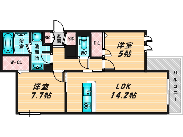 新婚さんにピッタリ。使いやすいゆったりとした間取り。