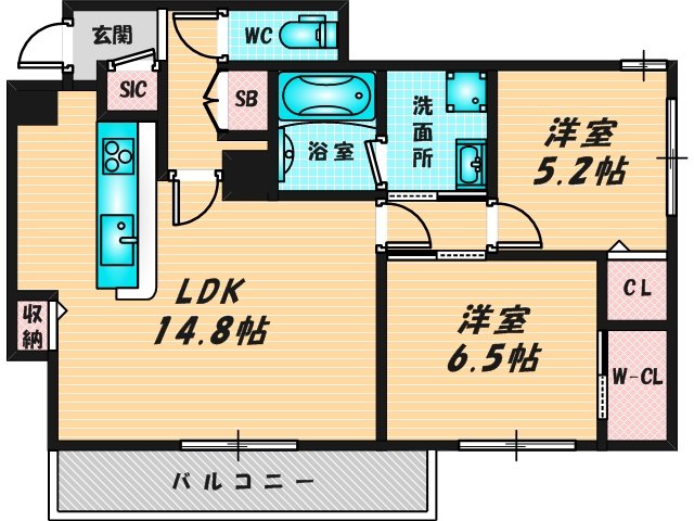 新婚さんにピッタリ。使いやすいゆったりとした間取り。
