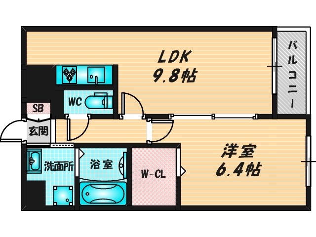 ゆったりくつろげる単身さん向けの間取り。