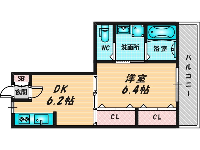 ゆったりくつろげる単身さん向けの間取り。